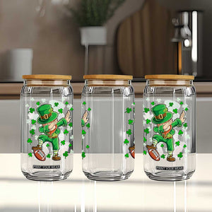 Dabbing Leprechaun Football St Patricks Day Boys Men Sports T-Shirt Glass Can TS12 Print Your Wear