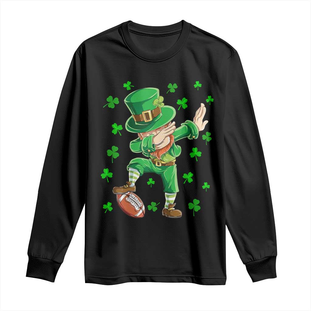 Dabbing Leprechaun Football St Patricks Day Boys Men Sports T-Shirt Long Sleeve Shirt TS12 Black Print Your Wear