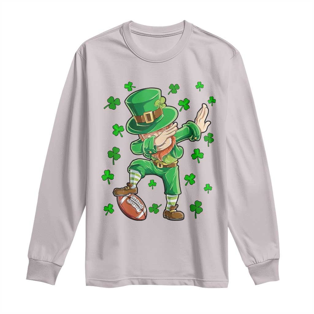 Dabbing Leprechaun Football St Patricks Day Boys Men Sports T-Shirt Long Sleeve Shirt TS12 Ice Gray Print Your Wear