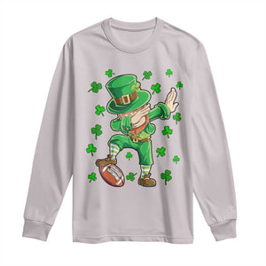 Dabbing Leprechaun Football St Patricks Day Boys Men Sports T-Shirt Long Sleeve Shirt TS12 Ice Gray Print Your Wear