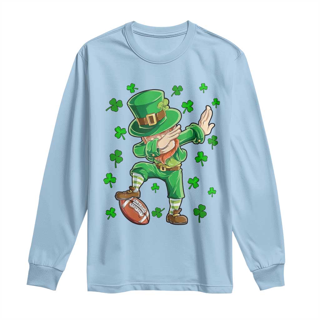 Dabbing Leprechaun Football St Patricks Day Boys Men Sports T-Shirt Long Sleeve Shirt TS12 Light Blue Print Your Wear