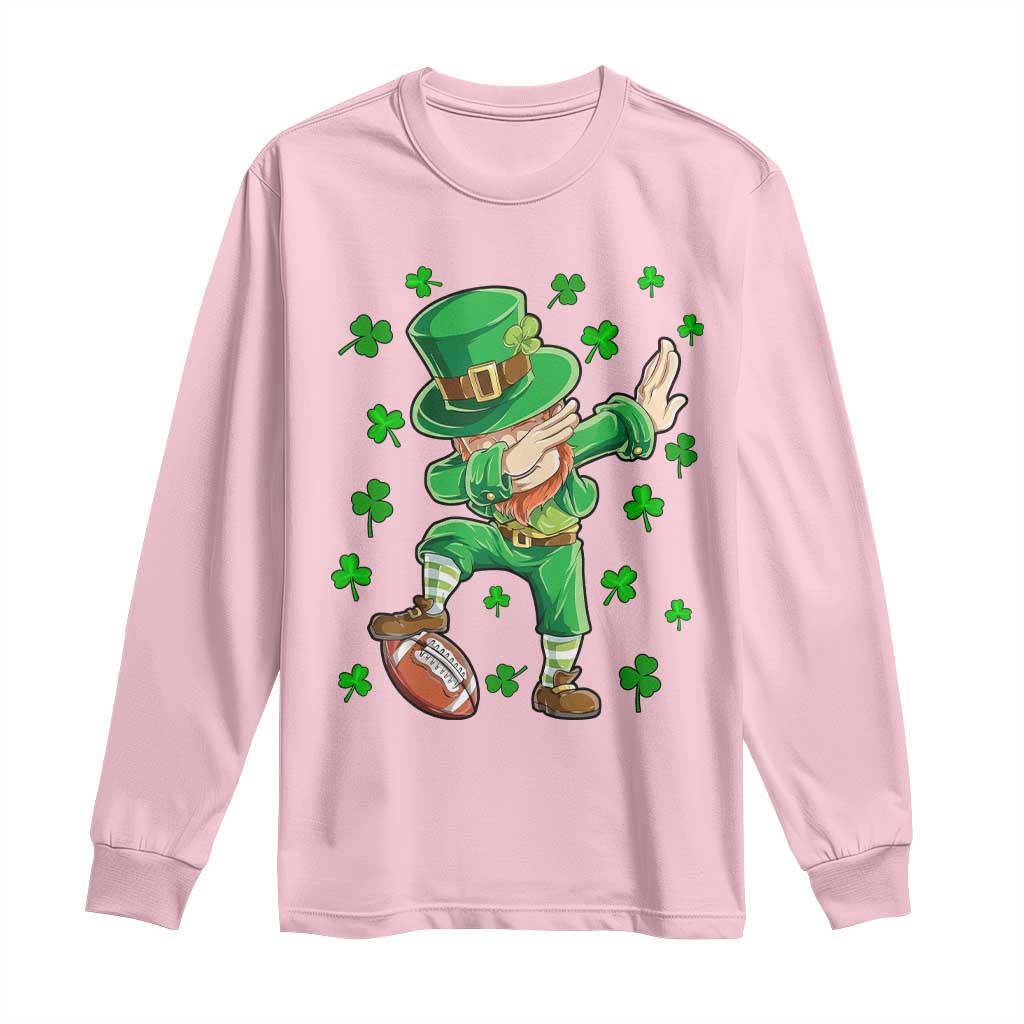 Dabbing Leprechaun Football St Patricks Day Boys Men Sports T-Shirt Long Sleeve Shirt TS12 Light Pink Print Your Wear
