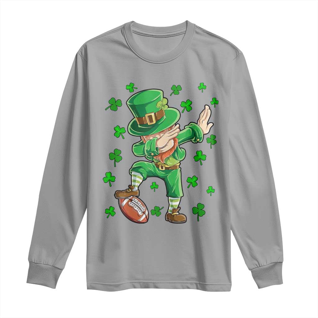 Dabbing Leprechaun Football St Patricks Day Boys Men Sports T-Shirt Long Sleeve Shirt TS12 Sport Gray Print Your Wear
