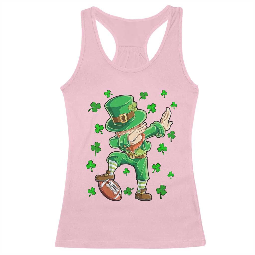 Dabbing Leprechaun Football St Patricks Day Boys Men Sports T-Shirt Racerback Tank Top TS12 Light Pink Print Your Wear