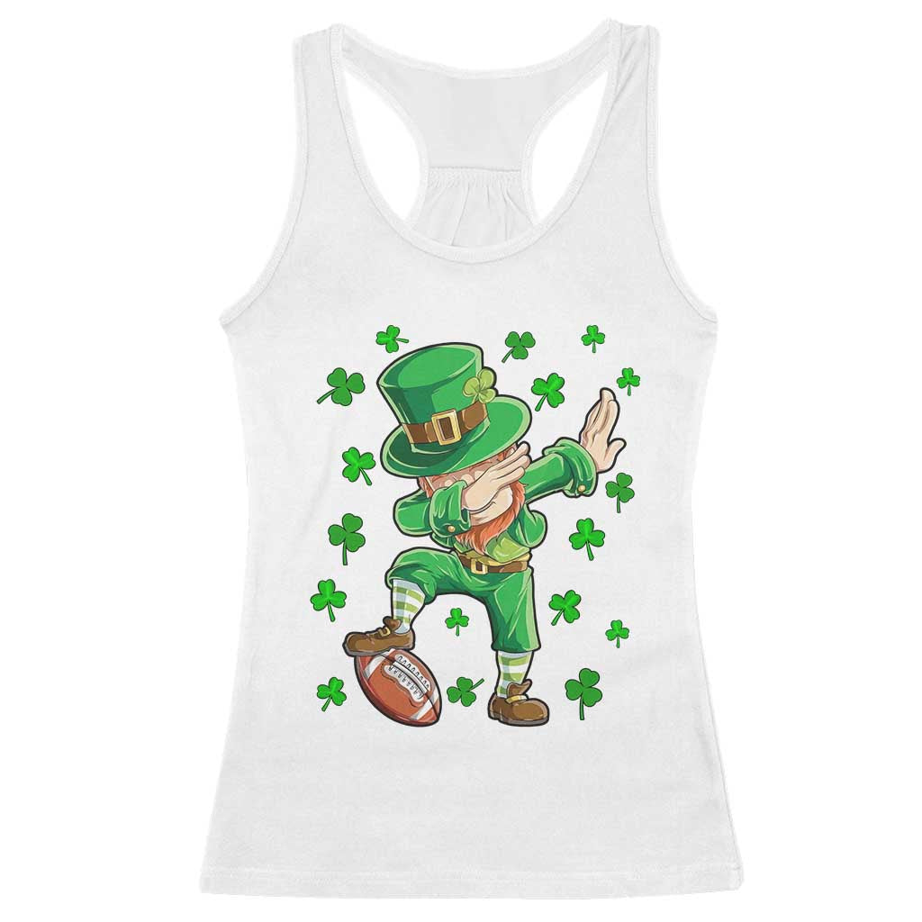 Dabbing Leprechaun Football St Patricks Day Boys Men Sports T-Shirt Racerback Tank Top TS12 White Print Your Wear