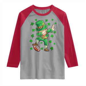 Dabbing Leprechaun Football St Patricks Day Boys Men Sports T-Shirt Raglan Shirt TS12 Sport Gray Red Print Your Wear