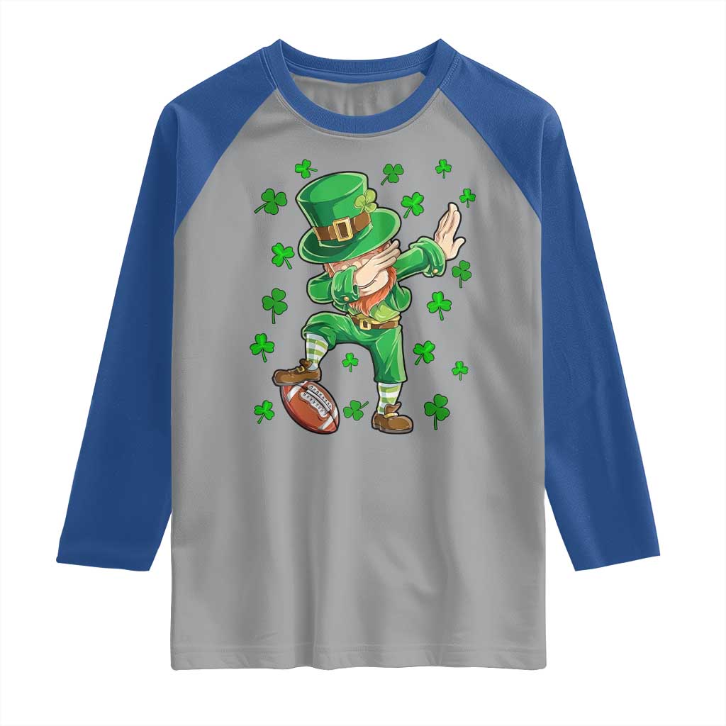 Dabbing Leprechaun Football St Patricks Day Boys Men Sports T-Shirt Raglan Shirt TS12 Sport Gray Royal Print Your Wear