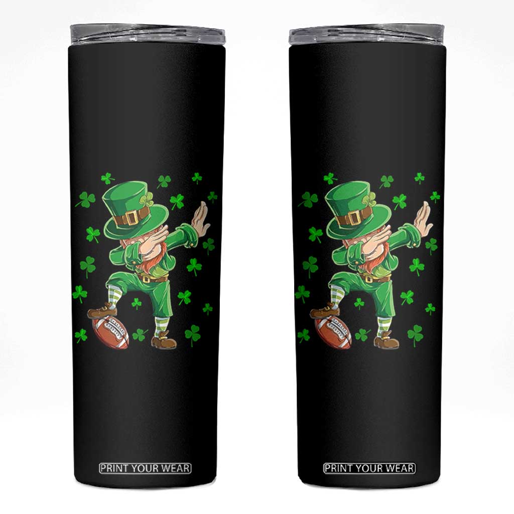 Dabbing Leprechaun Football St Patricks Day Boys Men Sports T-Shirt Skinny Tumbler TS12 Black Print Your Wear