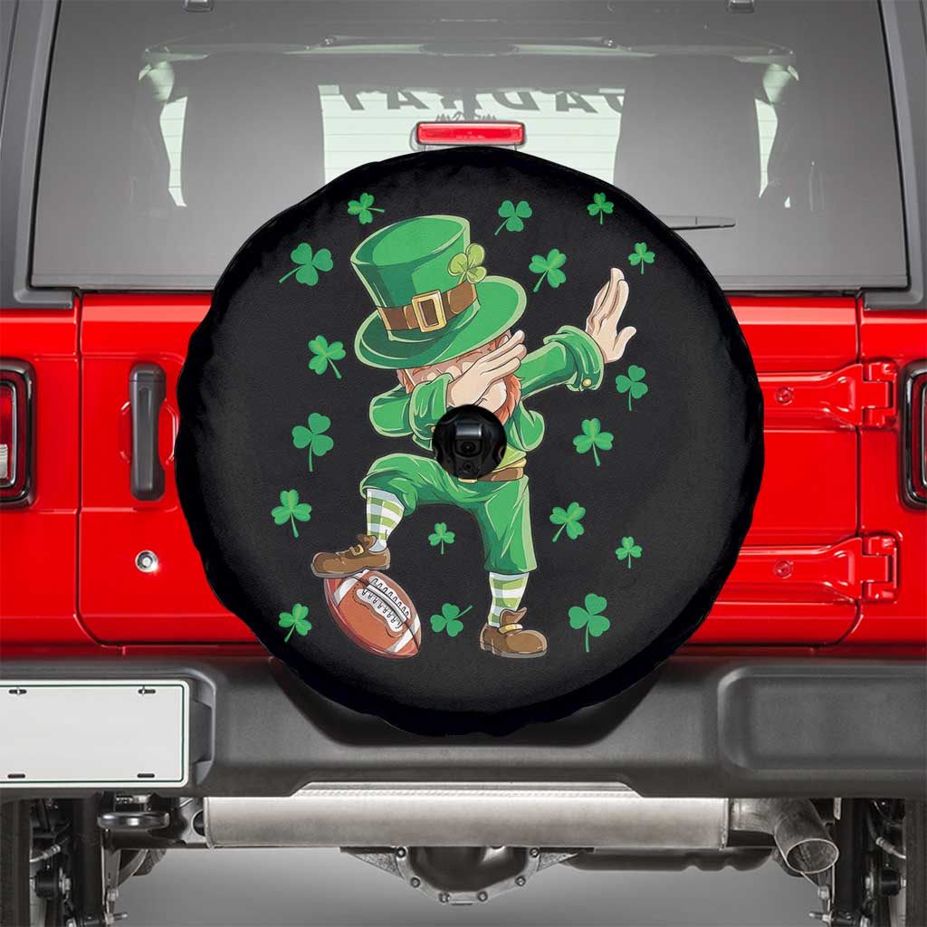 Dabbing Leprechaun Football St Patricks Day Boys Men Sports T-Shirt Spare Tire Cover TS12 Black Print Your Wear