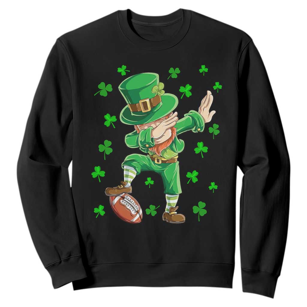 Dabbing Leprechaun Football St Patricks Day Boys Men Sports T-Shirt Sweatshirt TS12 Black Print Your Wear