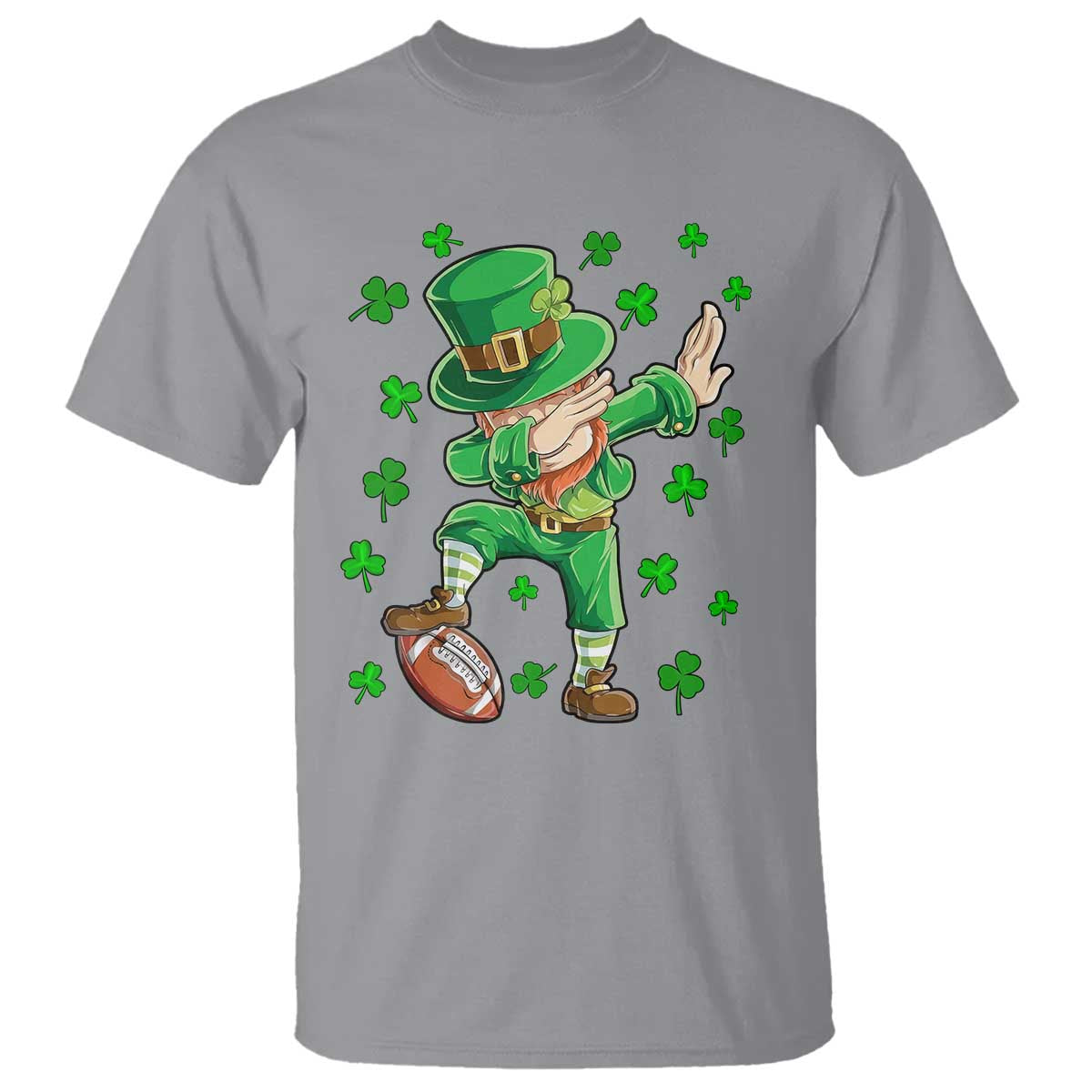 Dabbing Leprechaun Football St Patricks Day Boys Men Sports T-Shirt T Shirt TS12 Sport Gray Print Your Wear