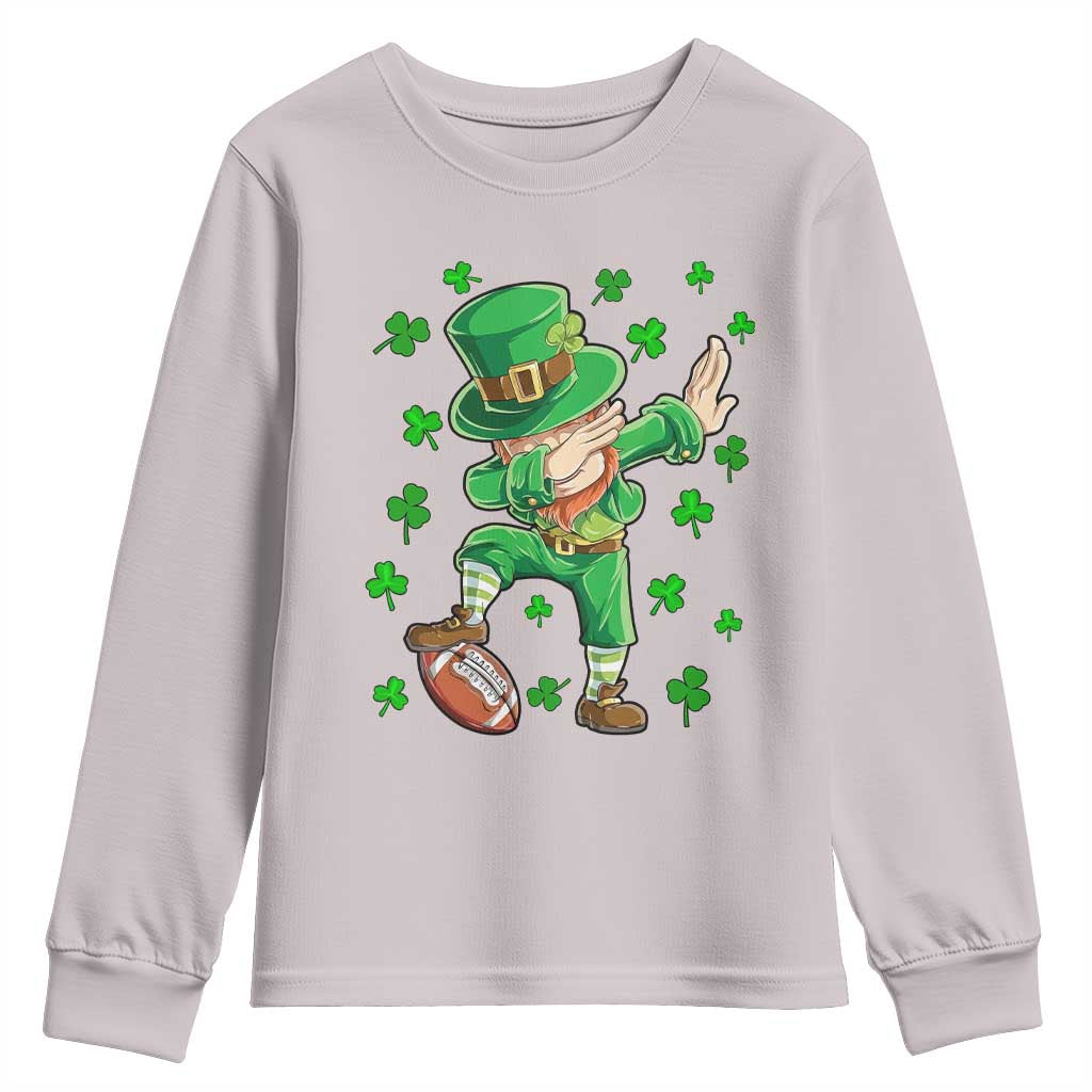 Dabbing Leprechaun Football St Patricks Day Boys Men Sports T-Shirt Youth Sweatshirt TS12 Ice Gray Print Your Wear