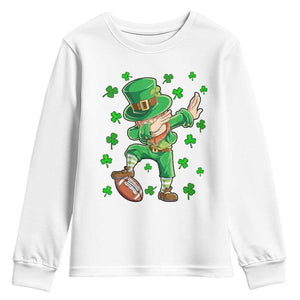 Dabbing Leprechaun Football St Patricks Day Boys Men Sports T-Shirt Youth Sweatshirt TS12 White Print Your Wear