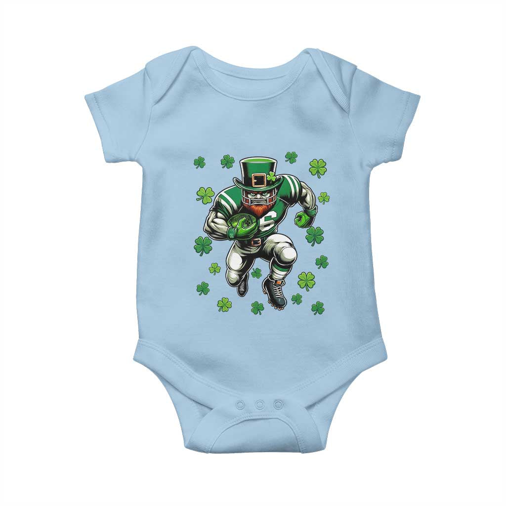 Leprechaun Football Dabbing Pose Baby Onesie Lucky Irish Gift TS12 Light Blue Print Your Wear