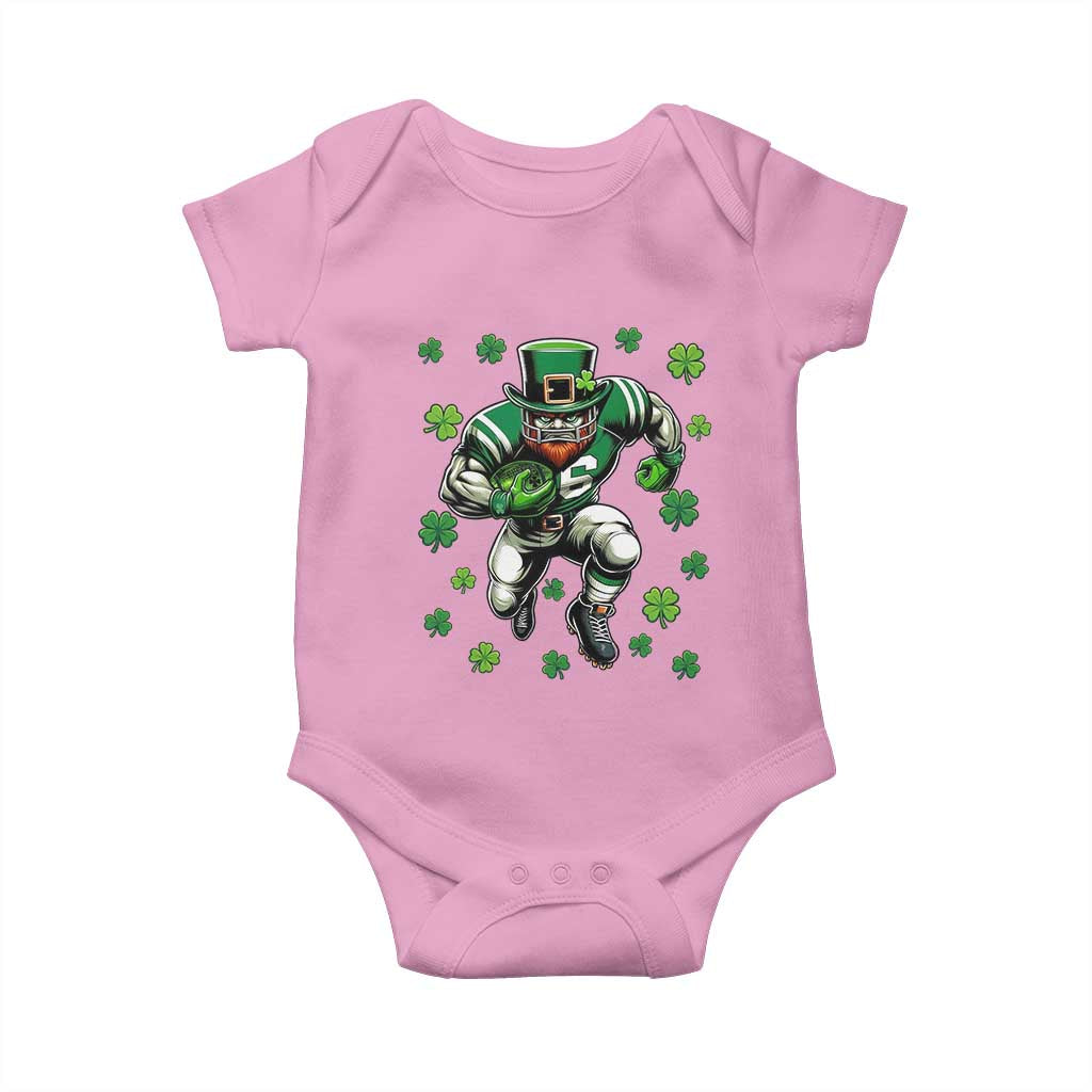 Leprechaun Football Dabbing Pose Baby Onesie Lucky Irish Gift TS12 Light Pink Print Your Wear