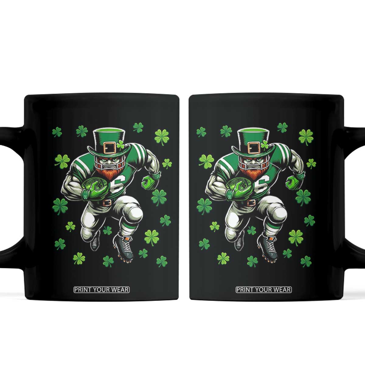 Leprechaun Football Dabbing Pose Coffee Mug Lucky Irish Gift TS12 Black Print Your Wear