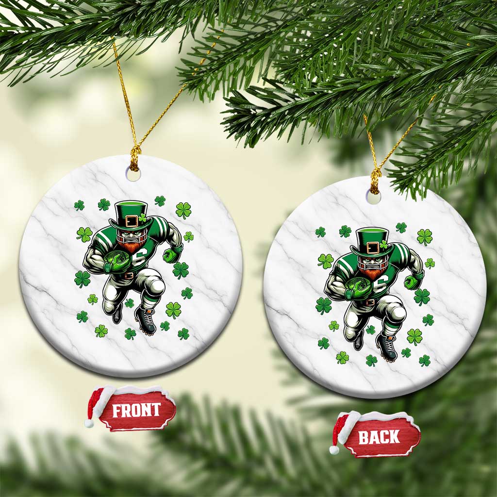 Leprechaun Football Dabbing Pose Ceramic Ornament Lucky Irish Gift TS12 1pc White Marble Print Your Wear