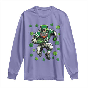 Leprechaun Football Dabbing Pose Long Sleeve Shirt Lucky Irish Gift TS12 Violet Print Your Wear