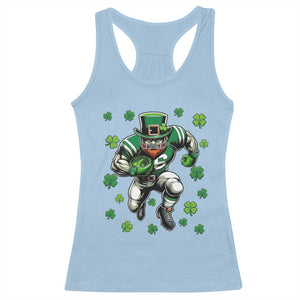 Leprechaun Football Dabbing Pose Racerback Tank Top Lucky Irish Gift TS12 Light Blue Print Your Wear