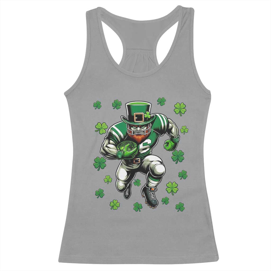 Leprechaun Football Dabbing Pose Racerback Tank Top Lucky Irish Gift TS12 Sport Gray Print Your Wear
