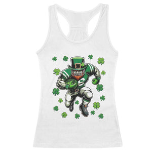 Leprechaun Football Dabbing Pose Racerback Tank Top Lucky Irish Gift TS12 White Print Your Wear