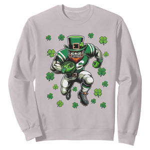Leprechaun Football Dabbing Pose Sweatshirt Lucky Irish Gift TS12 Ice Gray Print Your Wear
