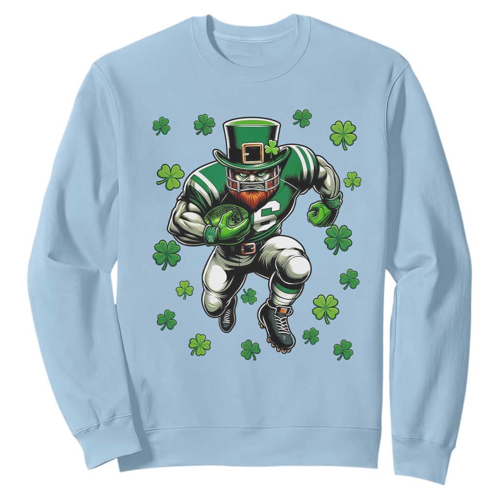 Leprechaun Football Dabbing Pose Sweatshirt Lucky Irish Gift TS12 Light Blue Print Your Wear