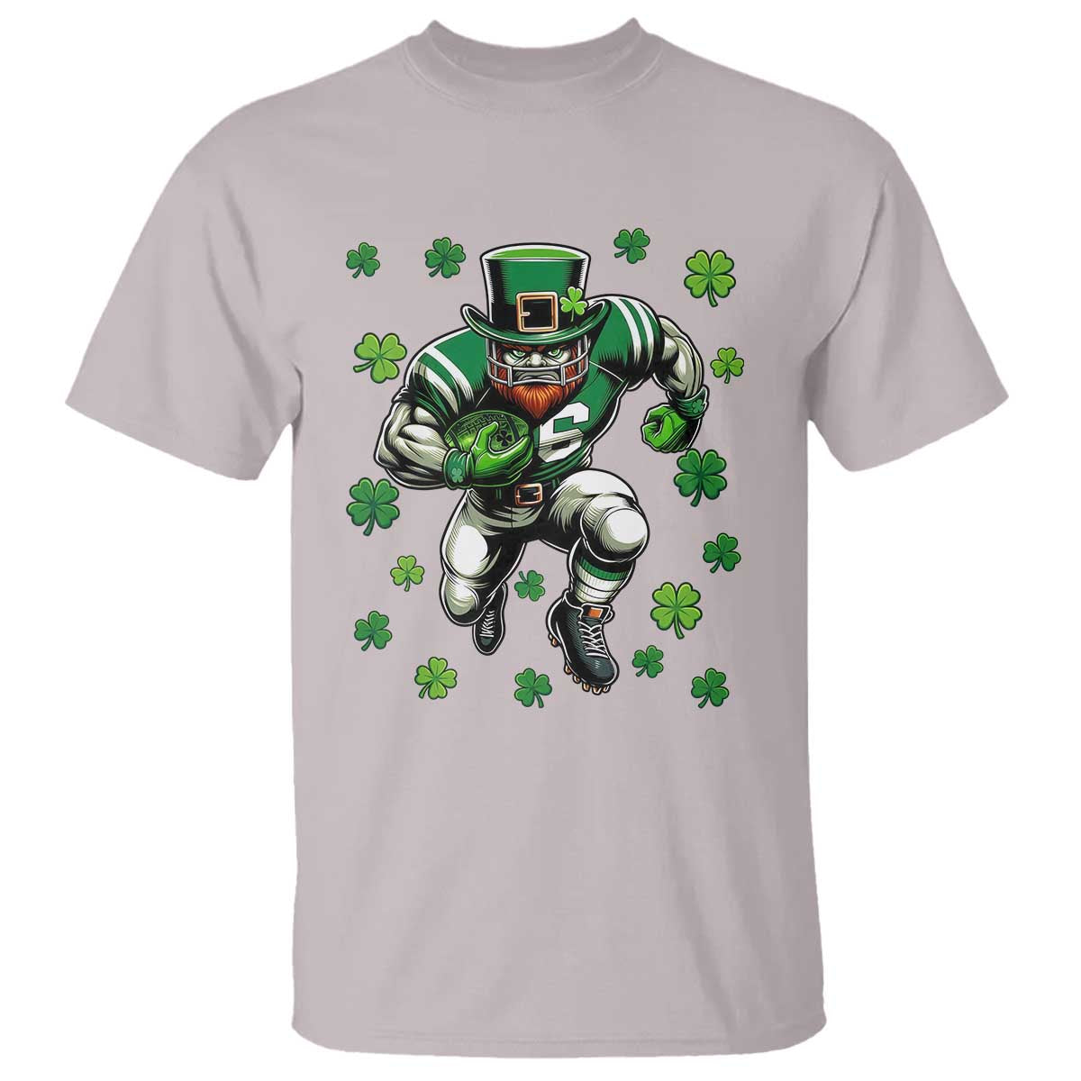 Leprechaun Football Dabbing Pose T Shirt Lucky Irish Gift TS12 Ice Gray Print Your Wear