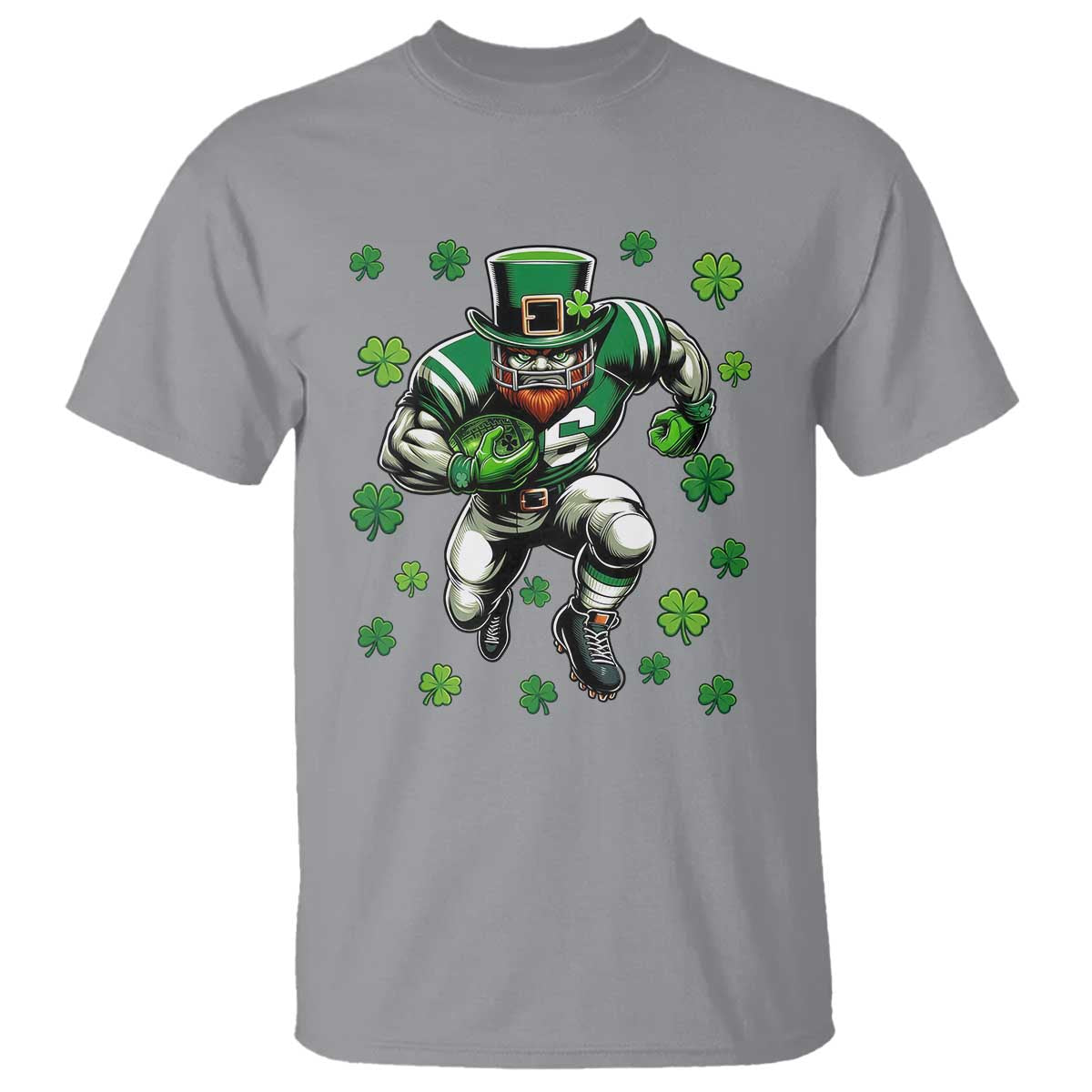 Leprechaun Football Dabbing Pose T Shirt Lucky Irish Gift TS12 Sport Gray Print Your Wear