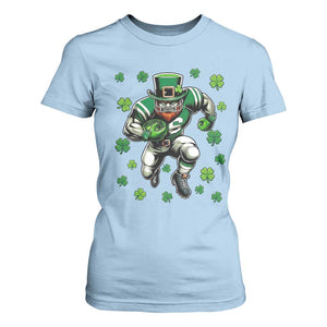 Leprechaun Football Dabbing Pose T Shirt For Women Lucky Irish Gift TS12 Light Blue Print Your Wear