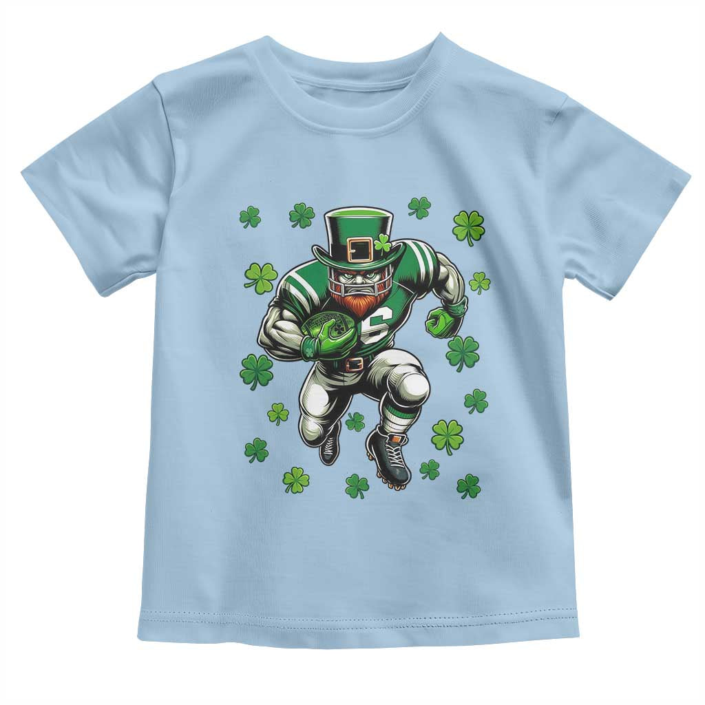 Leprechaun Football Dabbing Pose Toddler T Shirt Lucky Irish Gift TS12 Light Blue Print Your Wear