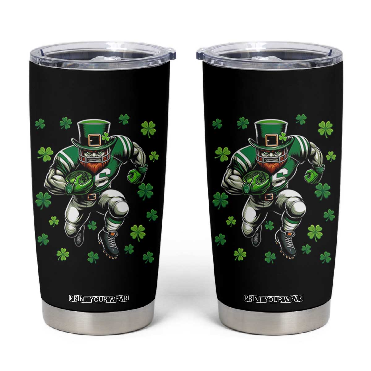 Leprechaun Football Dabbing Pose Tumbler Cup Lucky Irish Gift TS12 Black Print Your Wear