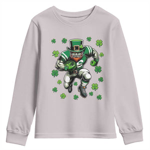 Leprechaun Football Dabbing Pose Youth Sweatshirt Lucky Irish Gift TS12 Ice Gray Print Your Wear