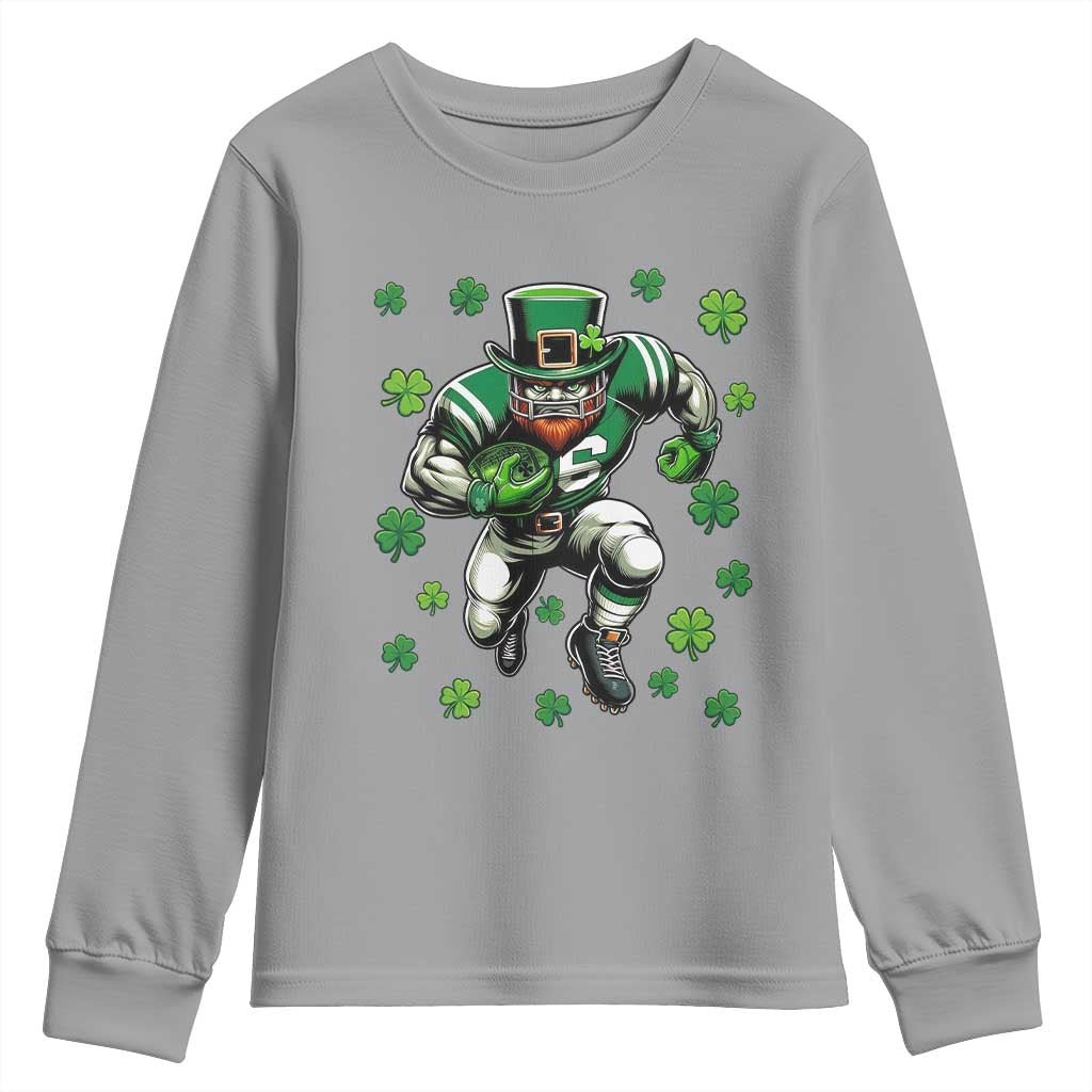 Leprechaun Football Dabbing Pose Youth Sweatshirt Lucky Irish Gift TS12 Sport Gray Print Your Wear