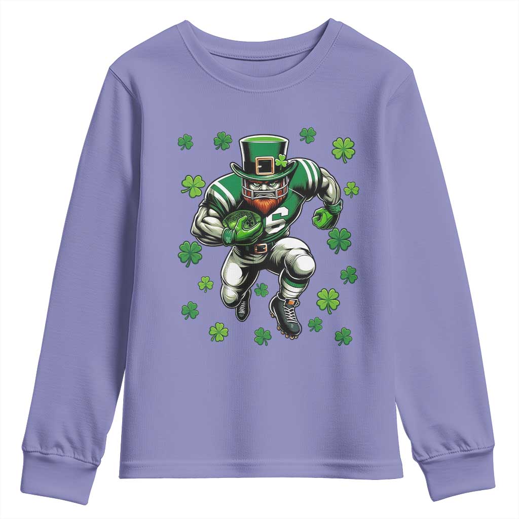 Leprechaun Football Dabbing Pose Youth Sweatshirt Lucky Irish Gift TS12 Violet Print Your Wear