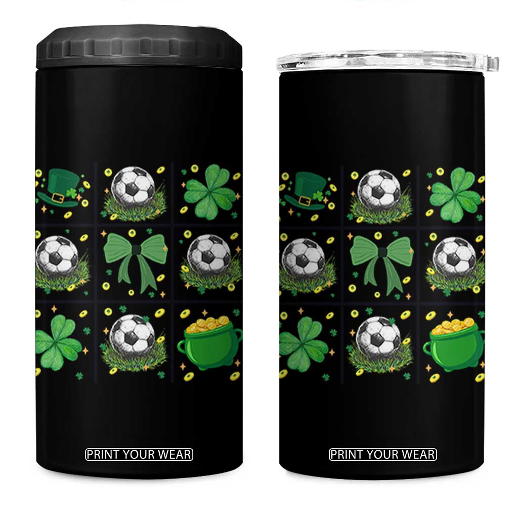 St Patricks Day Soccer 4 in 1 Can Cooler Tumbler Irish Pride Gift TS12 One Size: 16 oz Black Print Your Wear