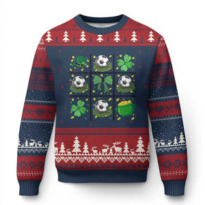 St Patricks Day Soccer Ugly Christmas Sweater Irish Pride Gift TS12 Navy Red Print Your Wear