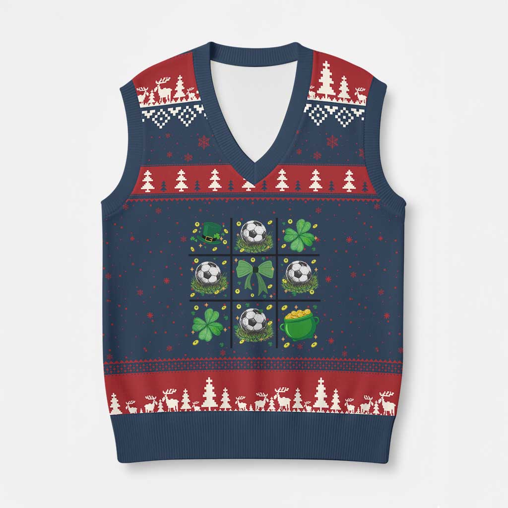 St Patricks Day Soccer V-Neck Knit Sweater Vest Irish Pride Gift TS12 Navy Red Print Your Wear