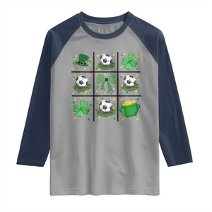 St Patricks Day Soccer Raglan Shirt Irish Pride Gift TS12 Sport Gray Navy Print Your Wear