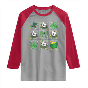 St Patricks Day Soccer Raglan Shirt Irish Pride Gift TS12 Sport Gray Red Print Your Wear