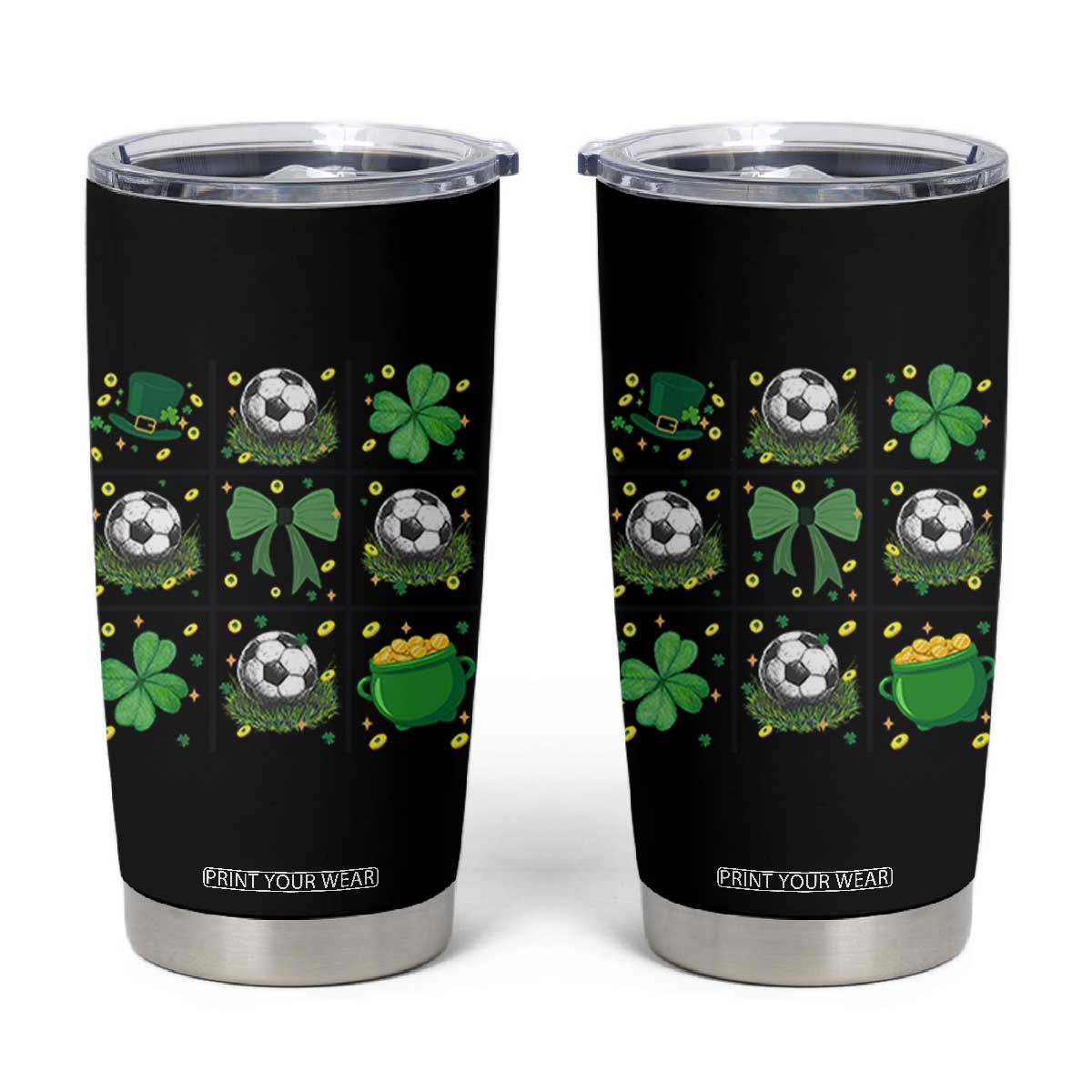 St Patricks Day Soccer Tumbler Cup Irish Pride Gift TS12 Black Print Your Wear