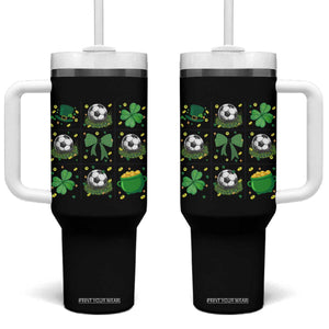 St Patricks Day Soccer Tumbler With Handle Irish Pride Gift TS12 One Size: 40 oz Black Print Your Wear