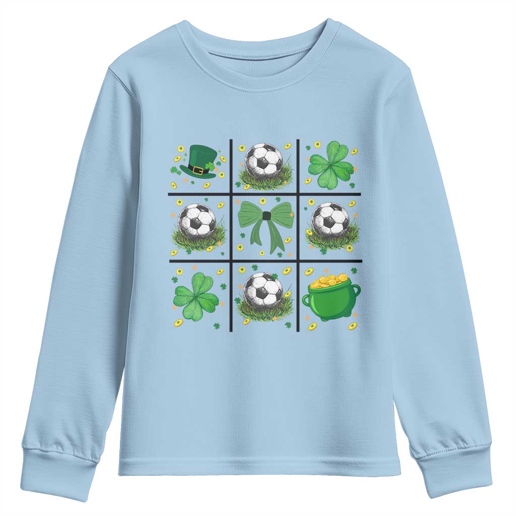 St Patricks Day Soccer Youth Sweatshirt Irish Pride Gift TS12 Light Blue Print Your Wear