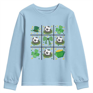 St Patricks Day Soccer Youth Sweatshirt Irish Pride Gift TS12 Light Blue Print Your Wear
