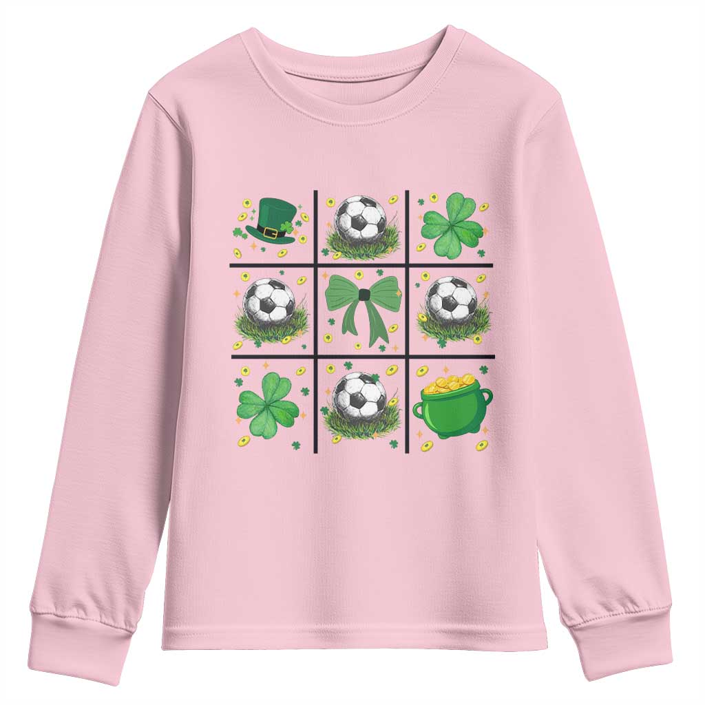 St Patricks Day Soccer Youth Sweatshirt Irish Pride Gift TS12 Light Pink Print Your Wear