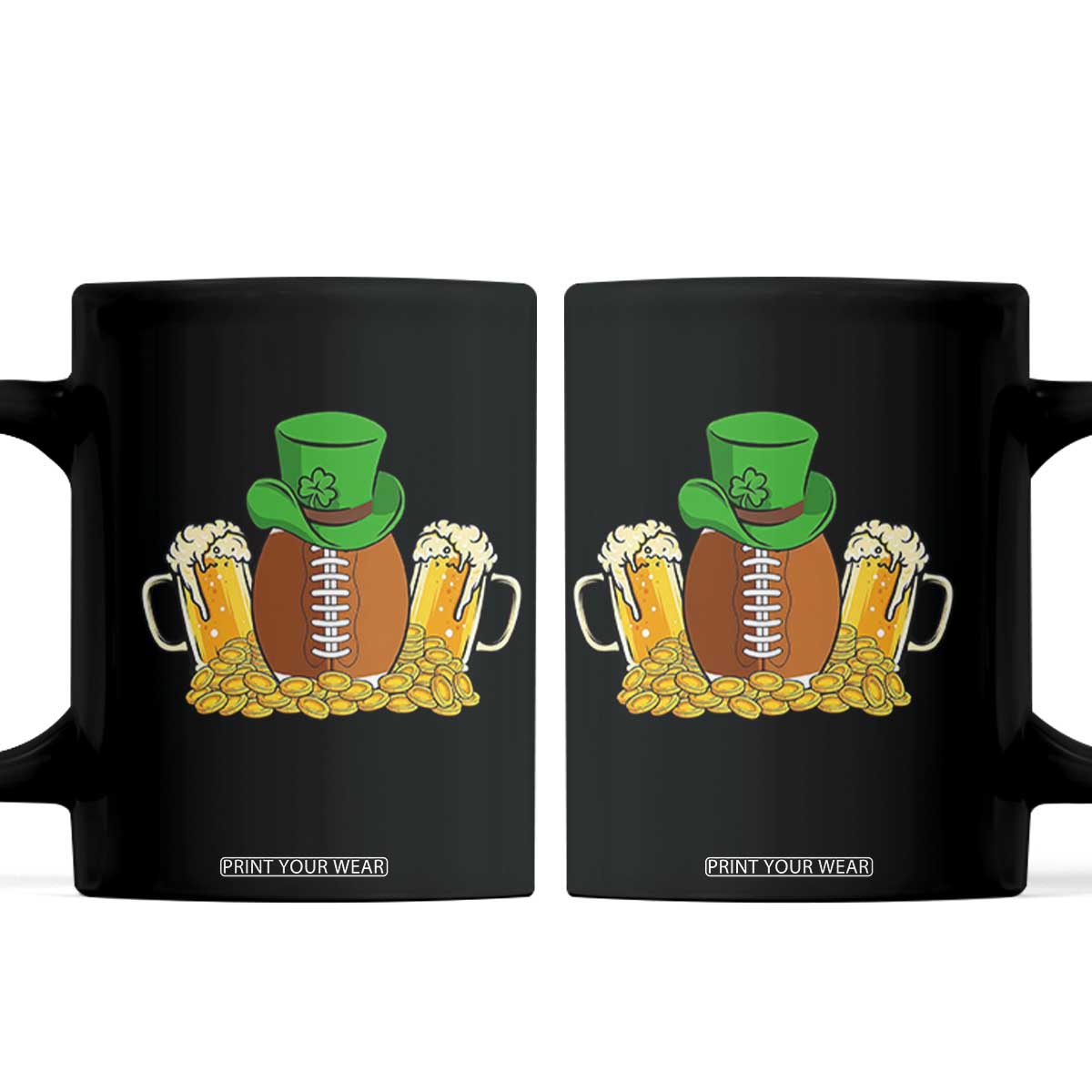 Funny Leprechaun Hat American Football Coffee Mug TS12 Black Print Your Wear