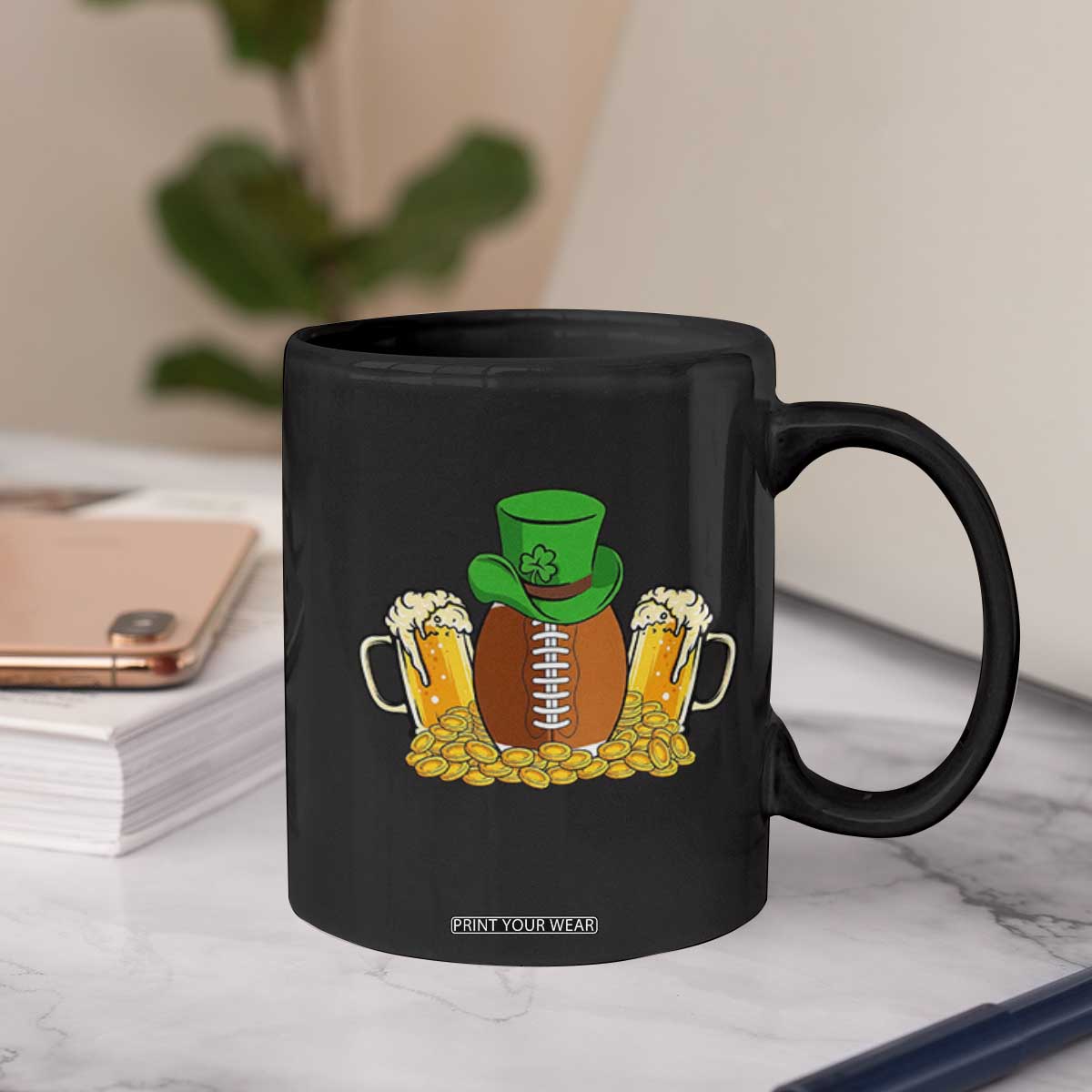 Funny Leprechaun Hat American Football Coffee Mug TS12 Print Your Wear