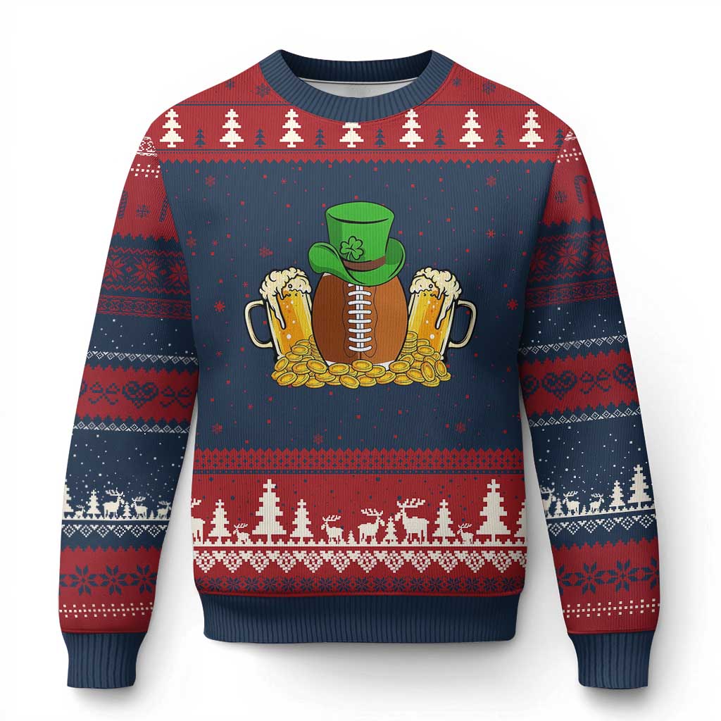 Funny Leprechaun Hat American Football Ugly Christmas Sweater TS12 Navy Red Print Your Wear