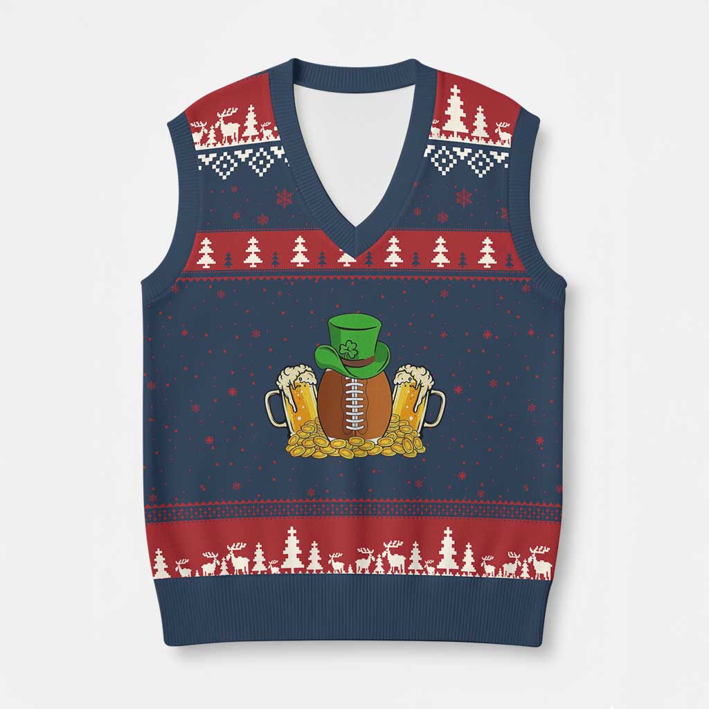 Funny Leprechaun Hat American Football V-Neck Knit Sweater Vest TS12 Navy Red Print Your Wear