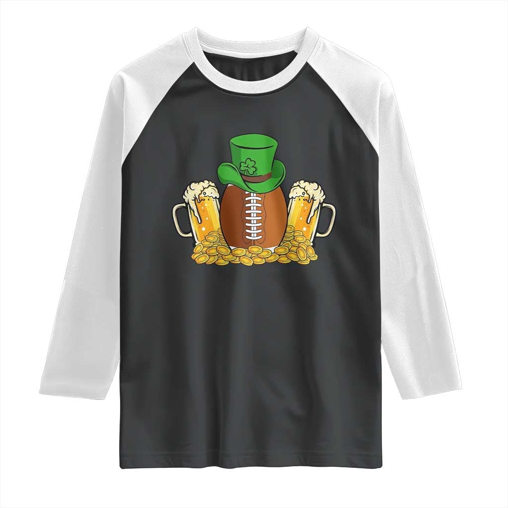 Funny Leprechaun Hat American Football Raglan Shirt TS12 Black White Print Your Wear